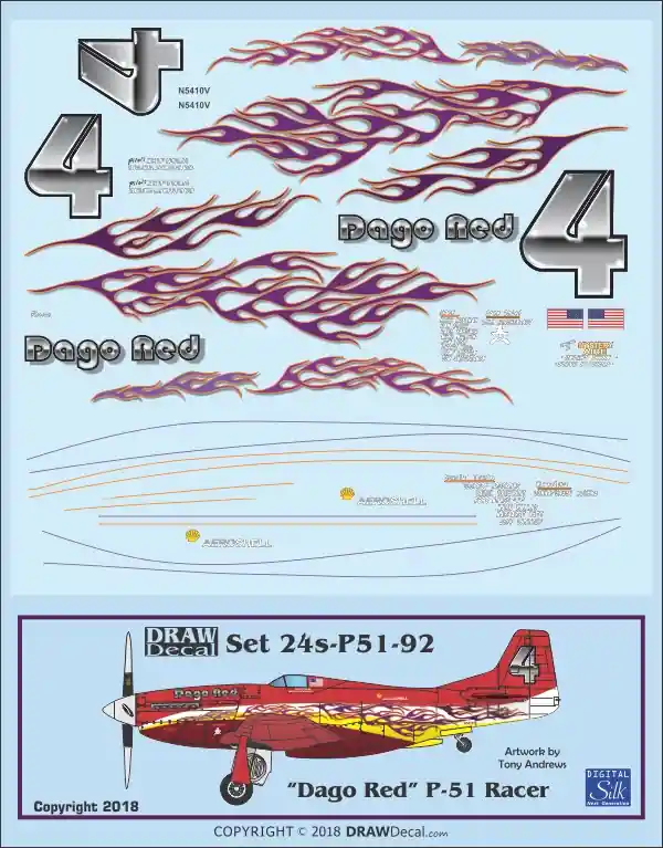 Draw Decal 24-P51-92 North American P-51 Racer - "Dago Red" Acheter Direct