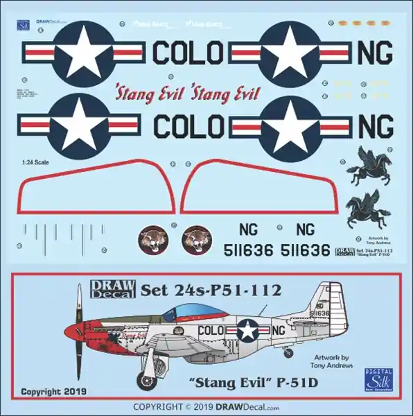 Achat Immédiat Draw Decal 24-P51-112 North American P-51 D - "Stang Evil"