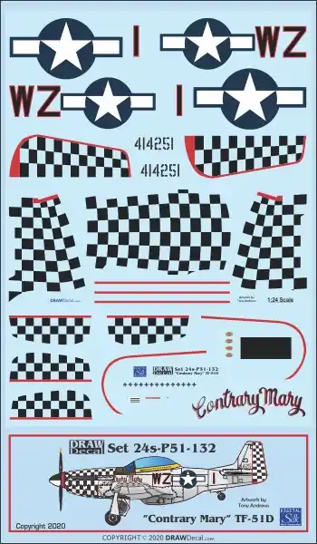 Haute Qualité Draw Decal 24-P51-132 North American TF-51 D - "Contrary Mary"