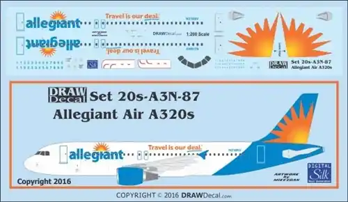 Commander Maintenant Draw Decal 20-A3N-87 Airbus A320 - Allegiant Air