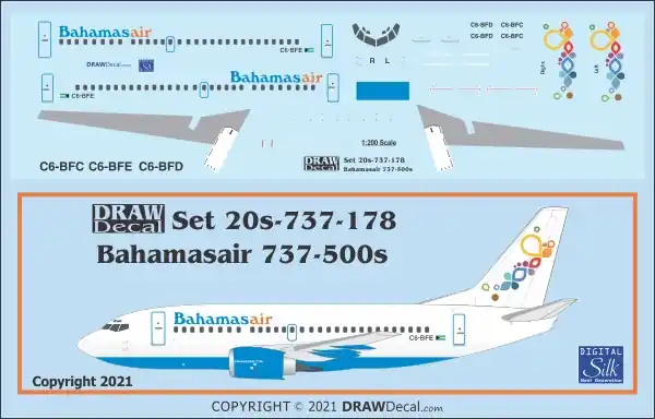 Acheter En Ligne Draw Decal 20-737-178 Boeing 737-500 - Bahamasair