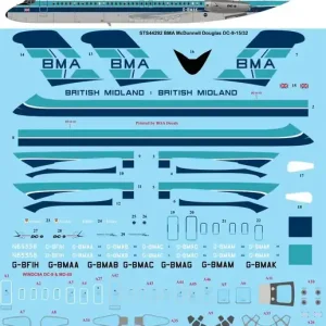 Dernier Modèle 26 Decals STS44292 McDonnell-Douglas DC-9-15/32 - BMA British Midland Decals