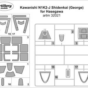Vente Directe ARTILLERY Models 32021 Kawanishi N1K2-J Shidenkai - Painting Mask (for Hasegawa kits)