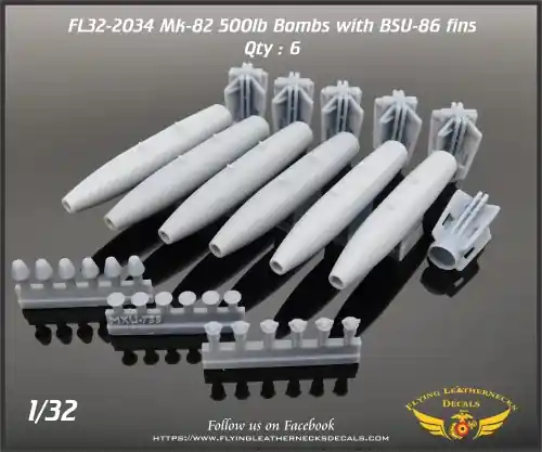 Prix Bas Flying Leathernecks 32-2034 Mk-82 with BSU-86 retarded fin - 3D-Printed (6 pcs)