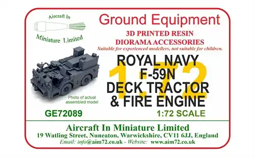 Prix Bas Aircraft In Miniature Ltd GE72089 Royal Navy F-59 N Deck Tractor & Fire Engine