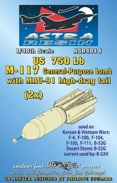Daco Products ASR4814 US 750lb M-117 general-purpose bomb with MAU-91 high-drag tail (2 pcs) Promotion