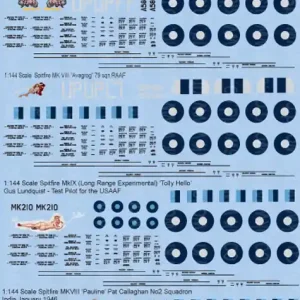 Bon Plan Kits World 144010 Supermarine Spitfire Mk.VIII / IXc Decal Sheet