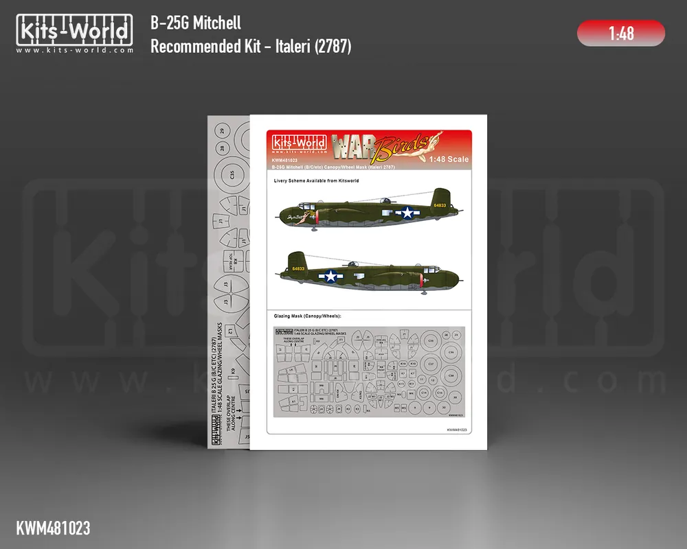Kits World M481023 North American B-25 G Mitchell Canopy/Wheel Masks (for Italeri 2787 kit) Prix Bas