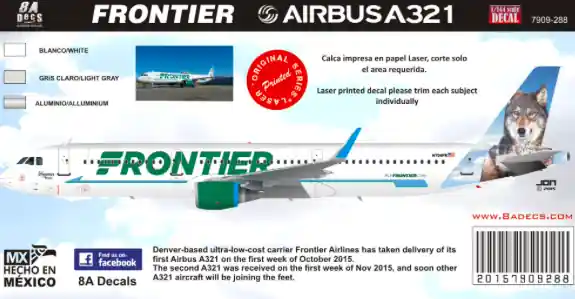 8aDecs 7909-288-144 Airbus A321 Virginia the wolf Seulement Aujourd'hui