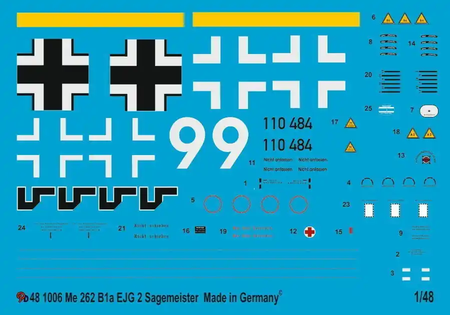 Certifié Peddinghaus-Decals 1006 Me 262 B 1a EJG 2 Gefreiter Sagemeister