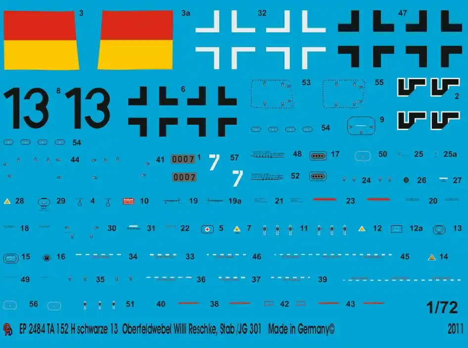 Peddinghaus-Decals 2484 TA 152 H Schwarze 13 Oberfeldwebel Willi Reschke 9 JG 301 Commander Vite
