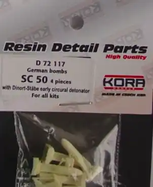 Kora Models D72117 German bombs SC 50 with Dinort-Stäbe early circural detona 4x Solde
