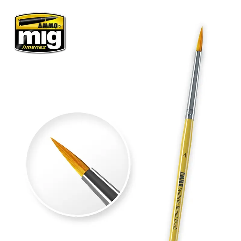 AMMO of Mig Jimenez A.MIG 8615 4 Syntetic Round Brush Haute Qualité
