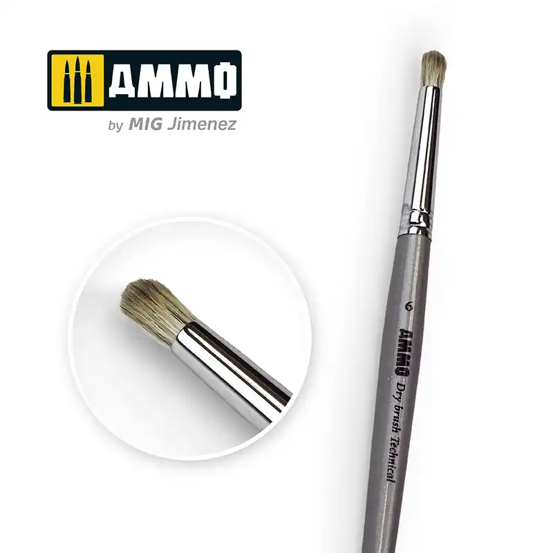 Seulement Aujourd'hui AMMO of Mig Jimenez 8702 6 AMMO Drybrush Technical Brush