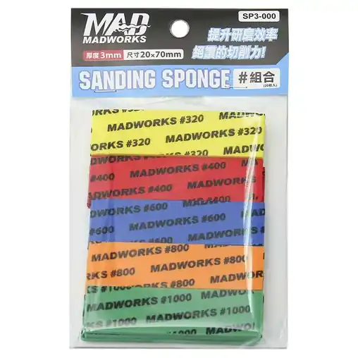 Affaire À Saisir Madworks SP3-000 3MM Sanding Sponge (Standard Combo Pack) - 4 each ( 320 / 400 / 600 / 800 and 1000)
